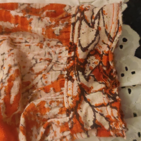Free People top size S. Color orange/cream. Cotton/modal. Made in India. - Picture 4 of 10